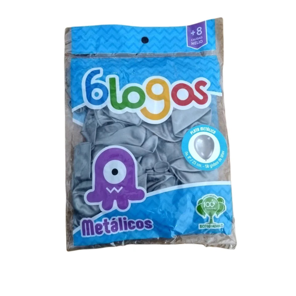 Plata Metalico No.9 Bolsa C/50 Globos Blogos
