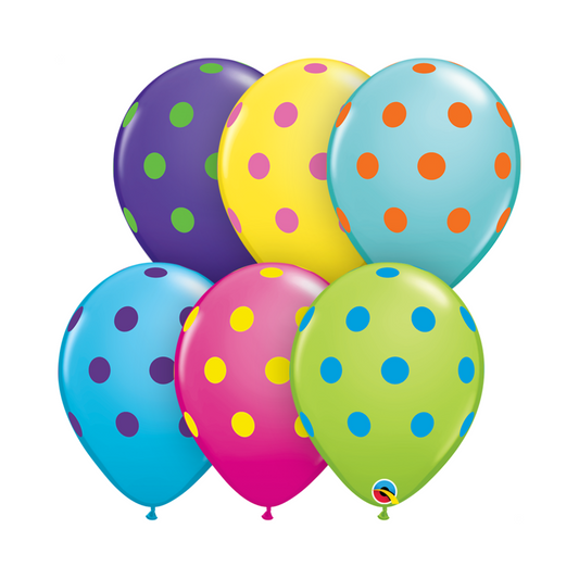 Puntos Polka Grandes Surtido Colorido 11 C/50 Globos QX "TW"