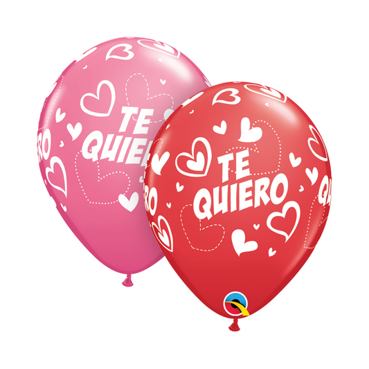 Rojo/Rosa 11" 50 Pzas Te Quiero Mezcla de Corazones QX TV