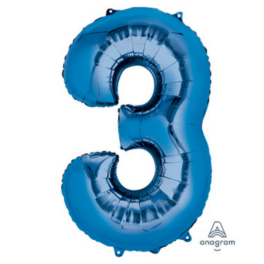 Numero 3 Azul Royal 34" Super Shape Convergram