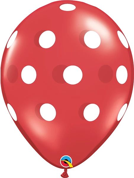 Polka Dot Rojo Std Tinta Blanca Bolsa C/100 Impresos 360°